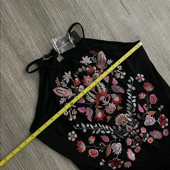 INC Black Sleeveless Embroidered Floral Jumpsuit - Picture 11 of 15